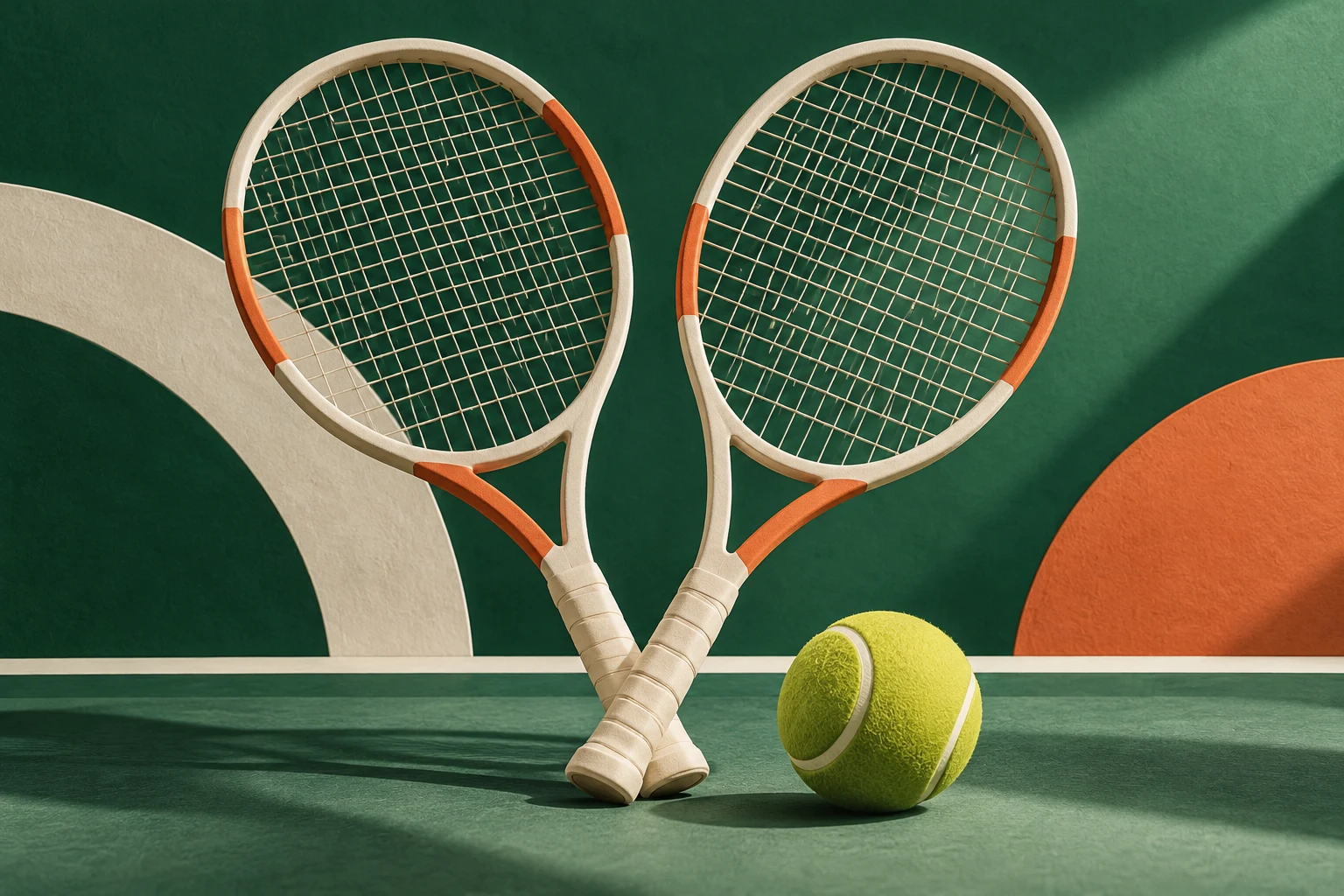 Dos raquetas y una pelota; metáfora del tenis por equipos sin participantes reales.