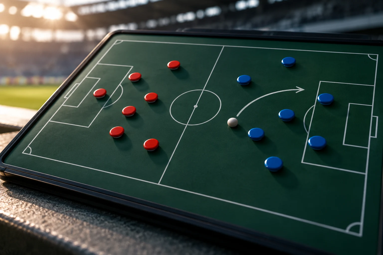 Pizarra táctica genérica; no reconstruye una jugada ni demuestra una posición de fuera de juego.