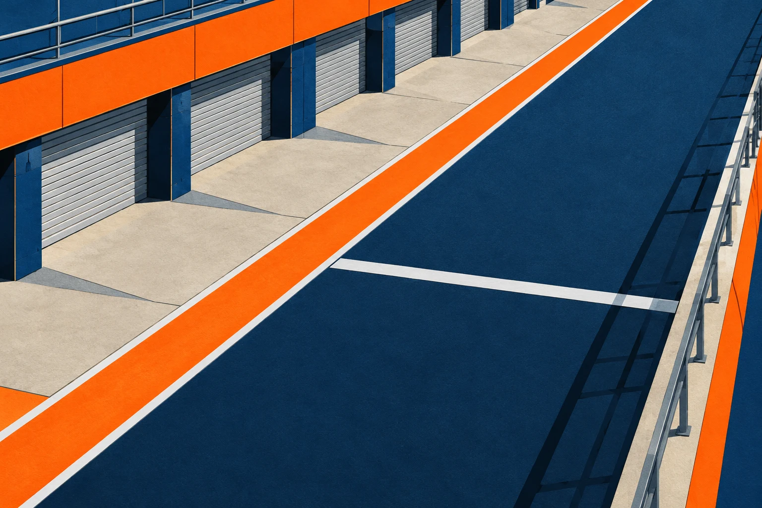 Carril de boxes ficticio realizado con collage IA, sin circuito ni cronometraje reales.