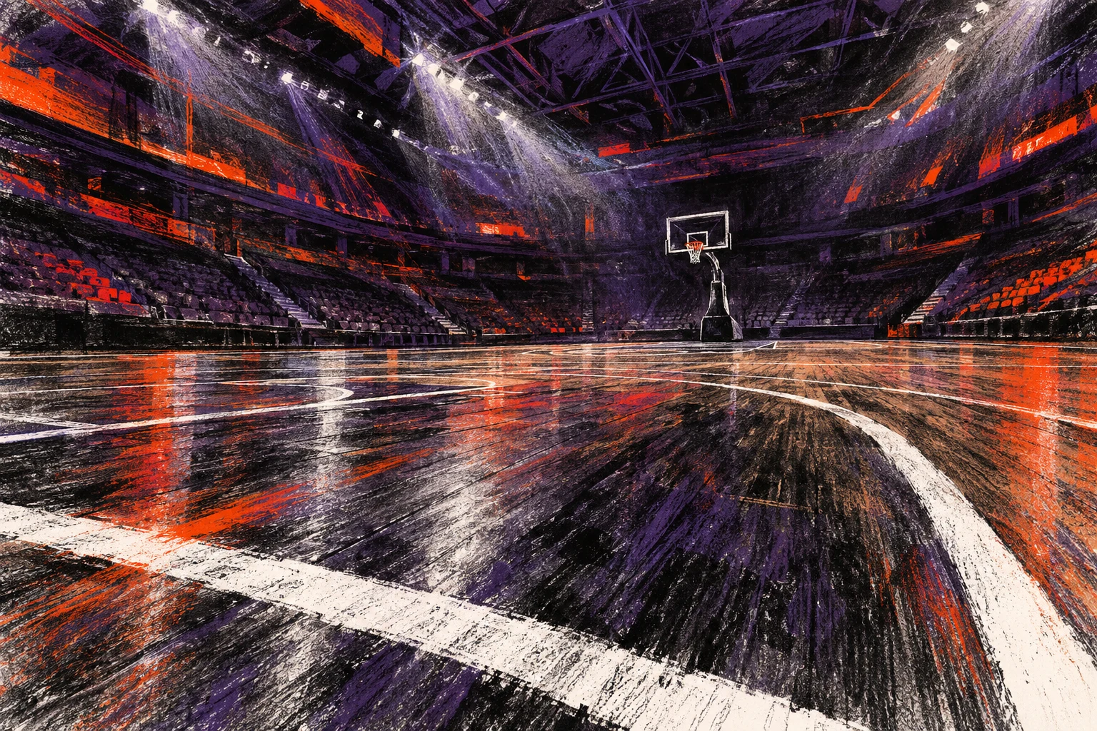 Dibujo panorÃ¡mico de una cancha imaginaria; no documenta un partido ni una regla geomÃ©trica.